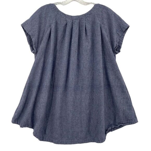 Free People Chambray Tunic Top Womens Small Blue Pockets Oversized Boho coastal - Picture 2 of 9